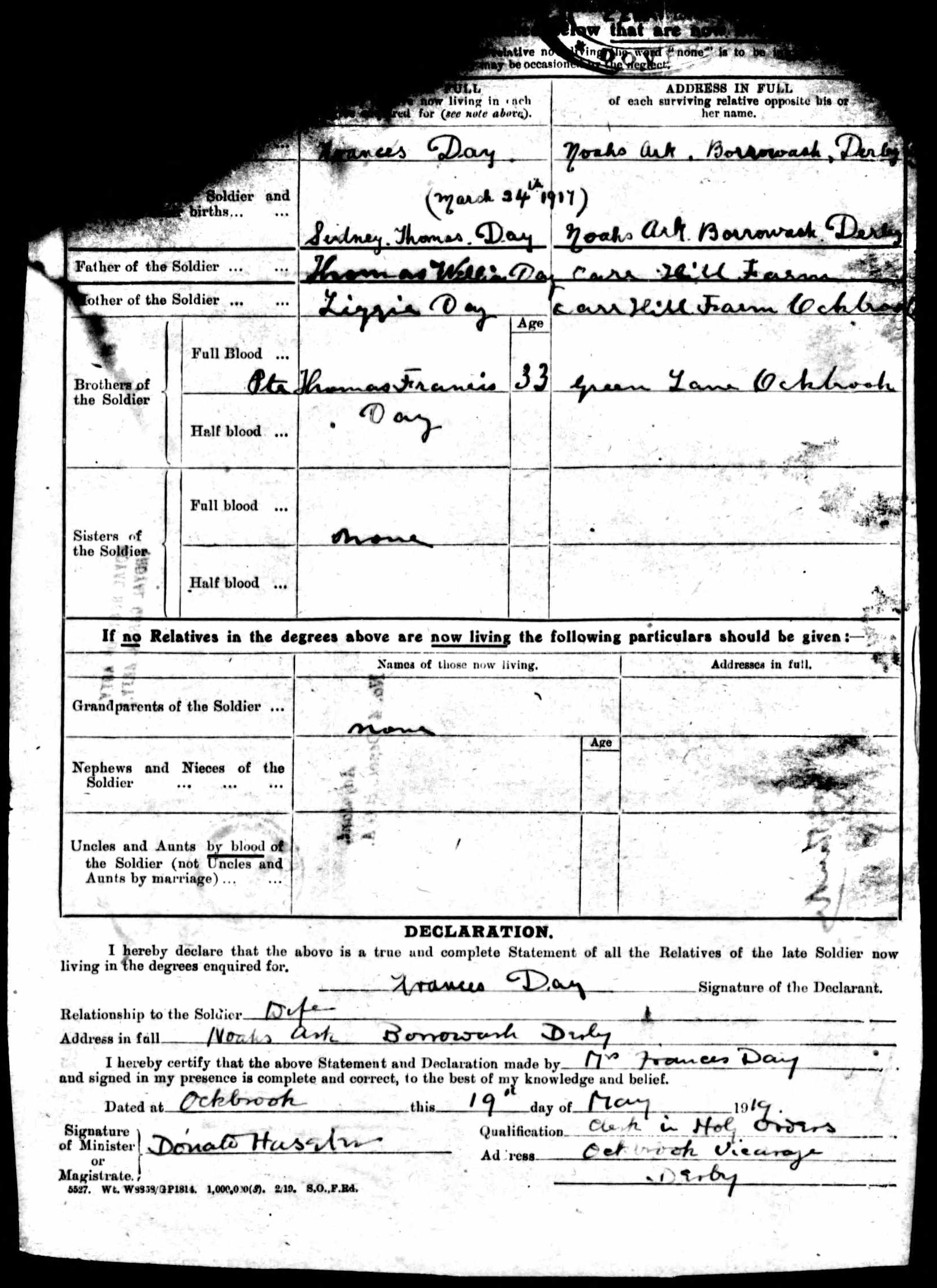 1916-1917 - Day, Walter Sidney - Service Record - MIUK1914H_132377-00481
