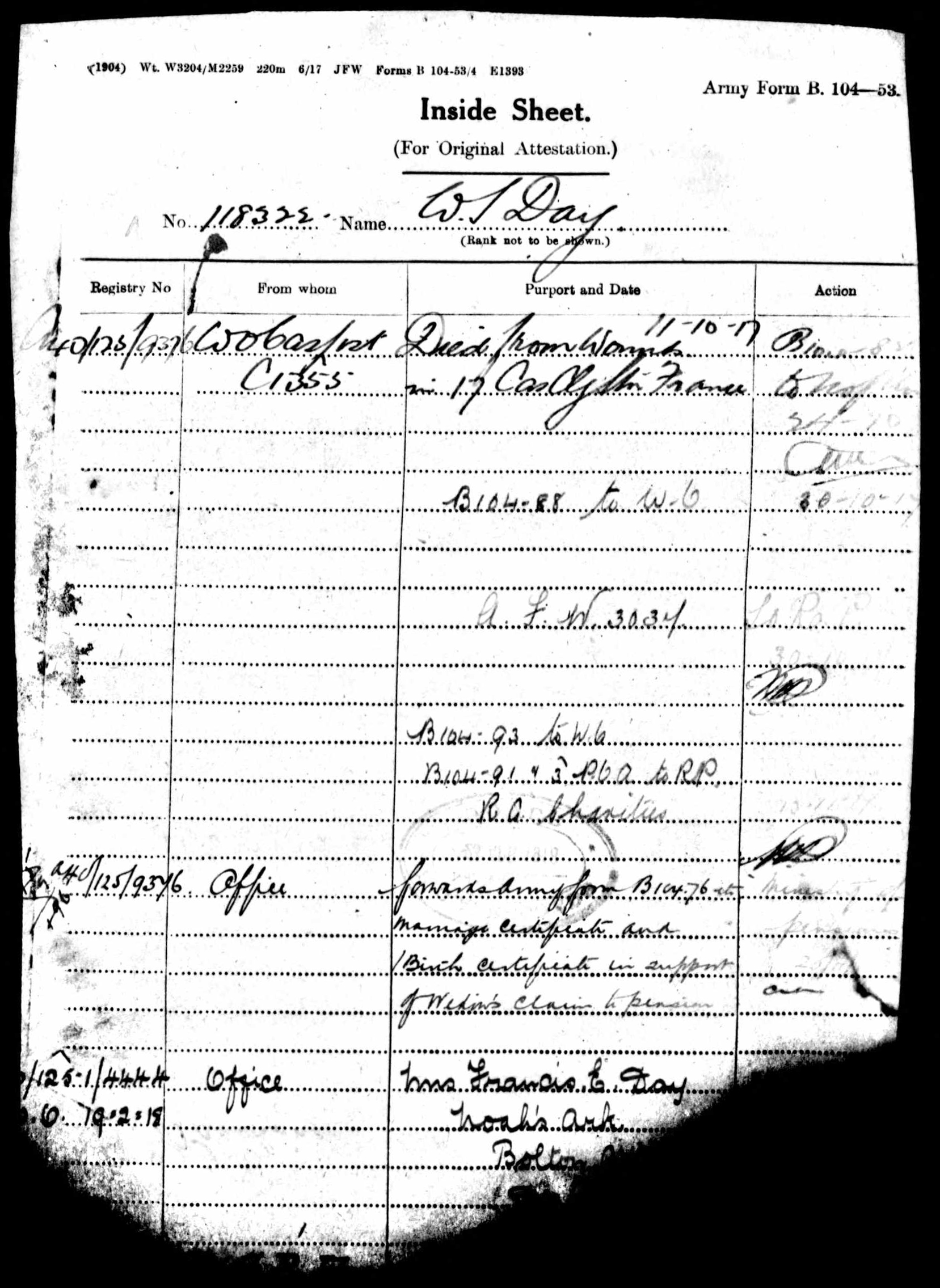 1916-1917 - Day, Walter Sidney - Service Record - MIUK1914H_132377-00484
