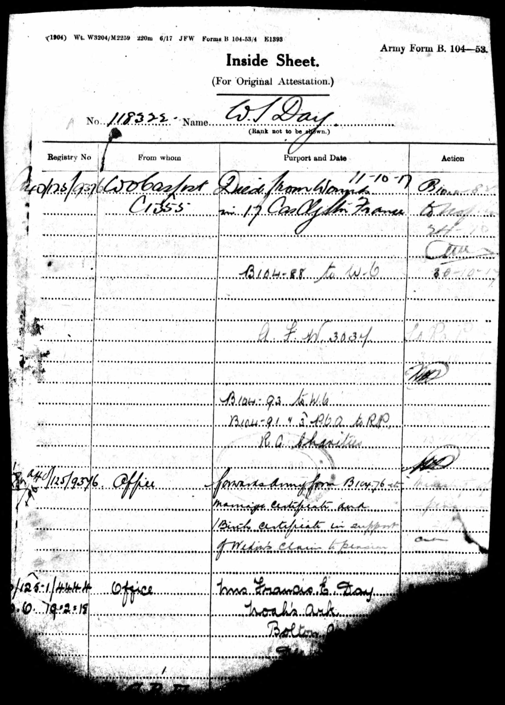 1916-1917 - Day, Walter Sidney - Service Record - MIUK1914H_132377-00485
