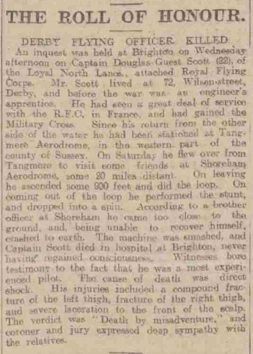 1918-03-21 Derby Daily Telegraph - D Guest Scott Death