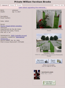 1917 - Private William Varnham Brooks  grave