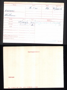 1920 - William V Brooks - Medal Card