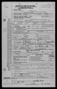 Francis Hasse's Death Certificate