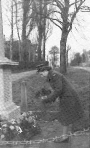 Tom’s sister Sheila laying a wreath at the Parish War Memorial
