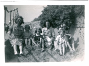Mother Olive Wells, cousin Derek, Brenda with Olive’s sister, Joan Lawrenson, cousin Collin Lawrenson ( in front), Brian Lawrenson, Hazel.      