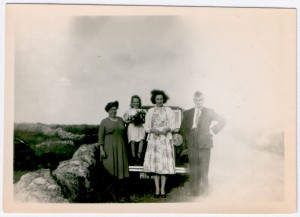 Left to right, Grandma Maggie Wells; sister Brenda Bromage ( nee Wallis), Hazel Middleton and Arthur Wallis                  