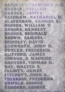 O&B War Memorial 1914-1918 Names 01