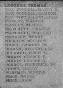 O&B War Memorial 1914-1918 Names 03